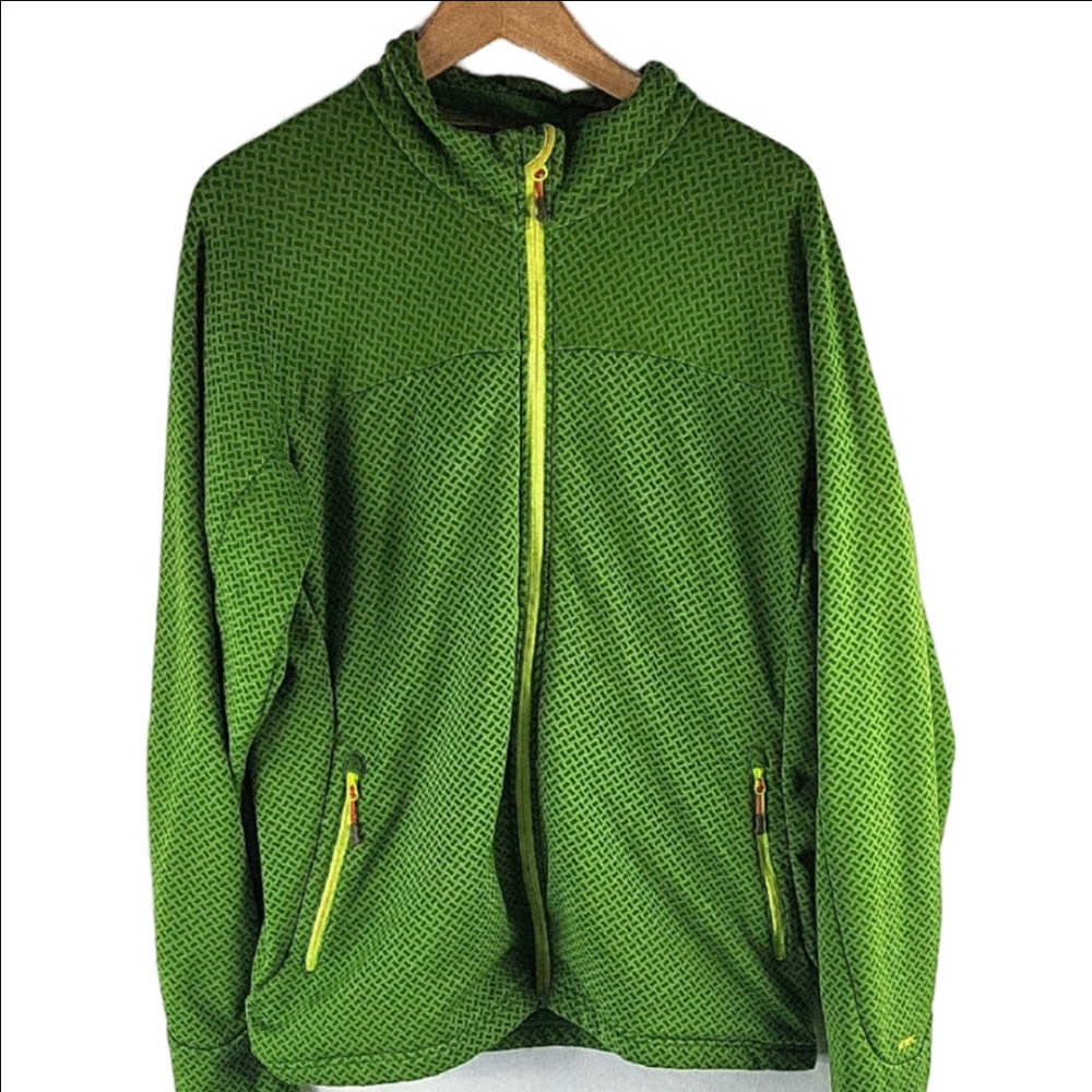 MEC Men's Bright Green Lightweight Hooded Jacket with Yellow Zippers